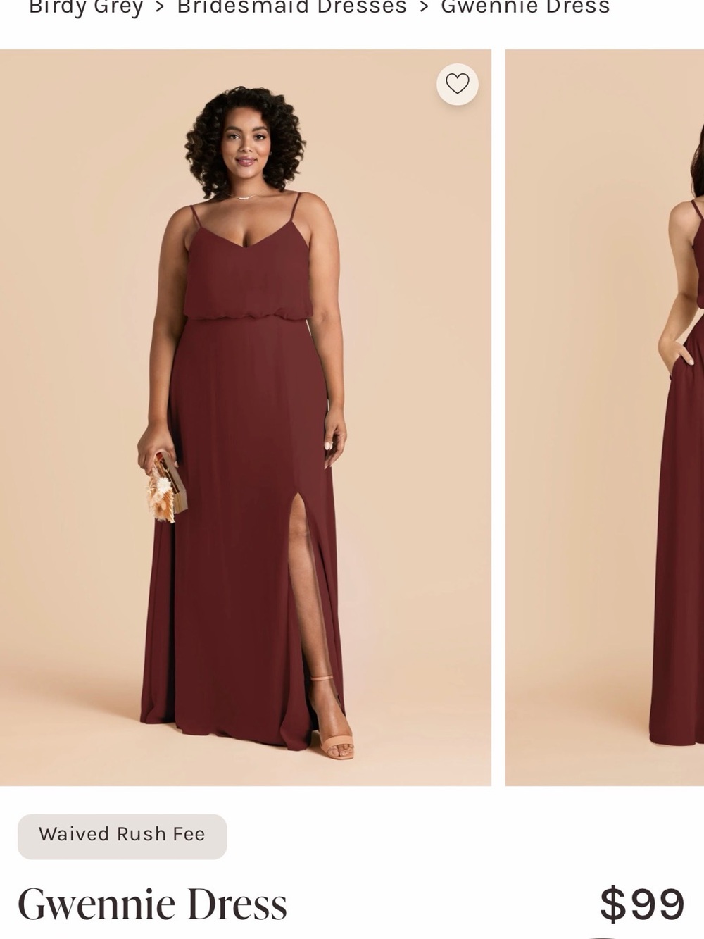 Birdy Grey Burgundy Gwennie Maxi Dress with Side Slit